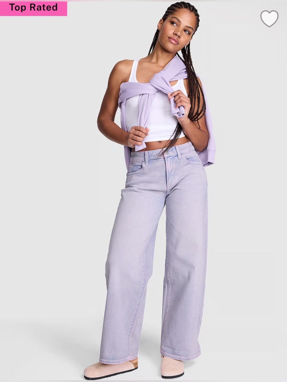NWT Denim by PINK Lavender Tinted Wide Leg Jeans size 16